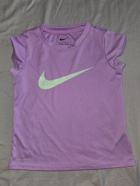 Nike Lavender Girls' Short Sleeve Dri-FIT Tee with Mint Swoosh
